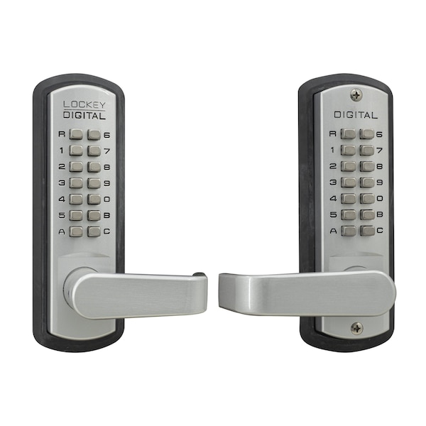 Lockey Mechanical Keyless Lever Lock W/ Passage Function Double Combination Satin Chrome Marine Grade 3835DC-SCMG - main